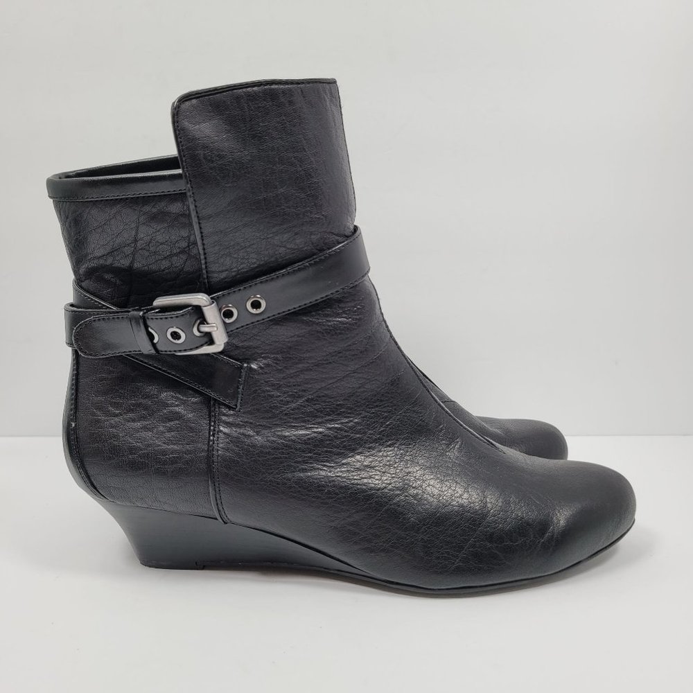 Rockport adiPrene By Adidas Women's Black Leather Wedge Boots US Size 8.5